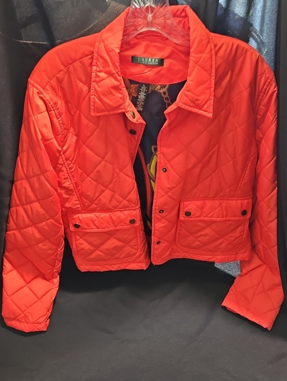 Lauren Ralph Lauren Quilted Crop Jacket - Bright Orange